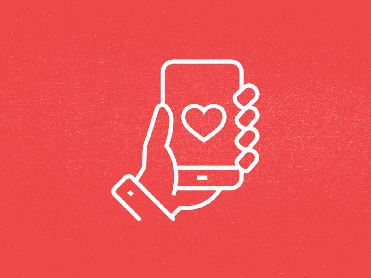 Icon with hand holding smartphone