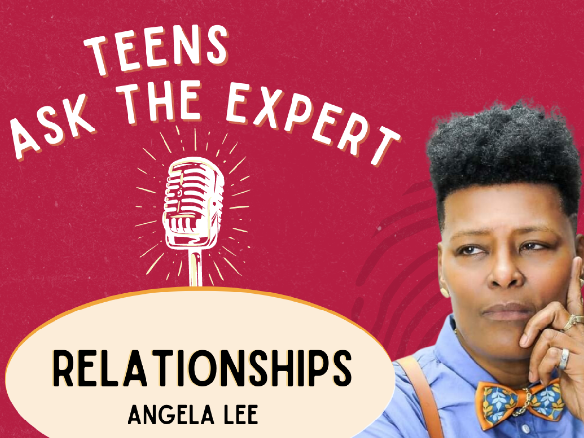 Graphic including a picture of speaker Angela Lee and text that reads Teens Ask the Expert: Relationships
