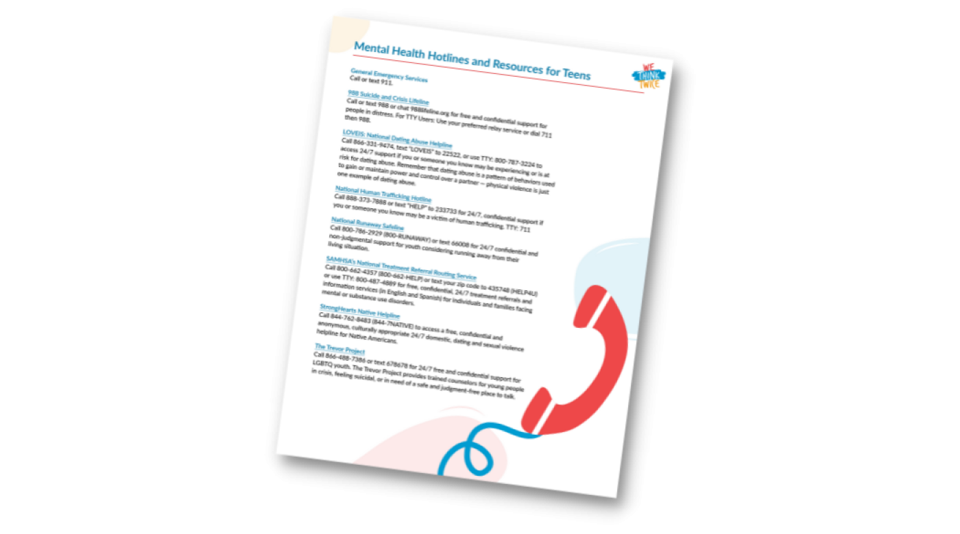 A pdf thumbnail of mental health hotline resources